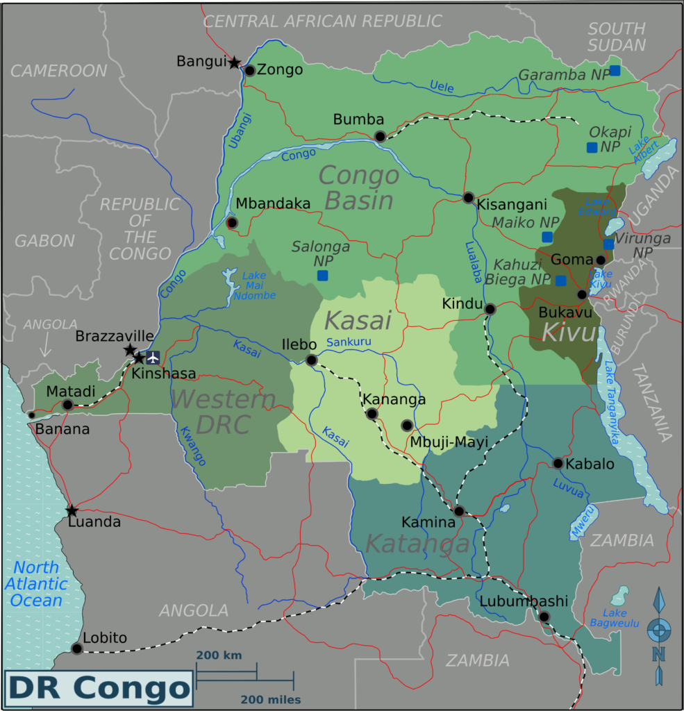 Carte de la République démocratique du Congo (RDC), 2012